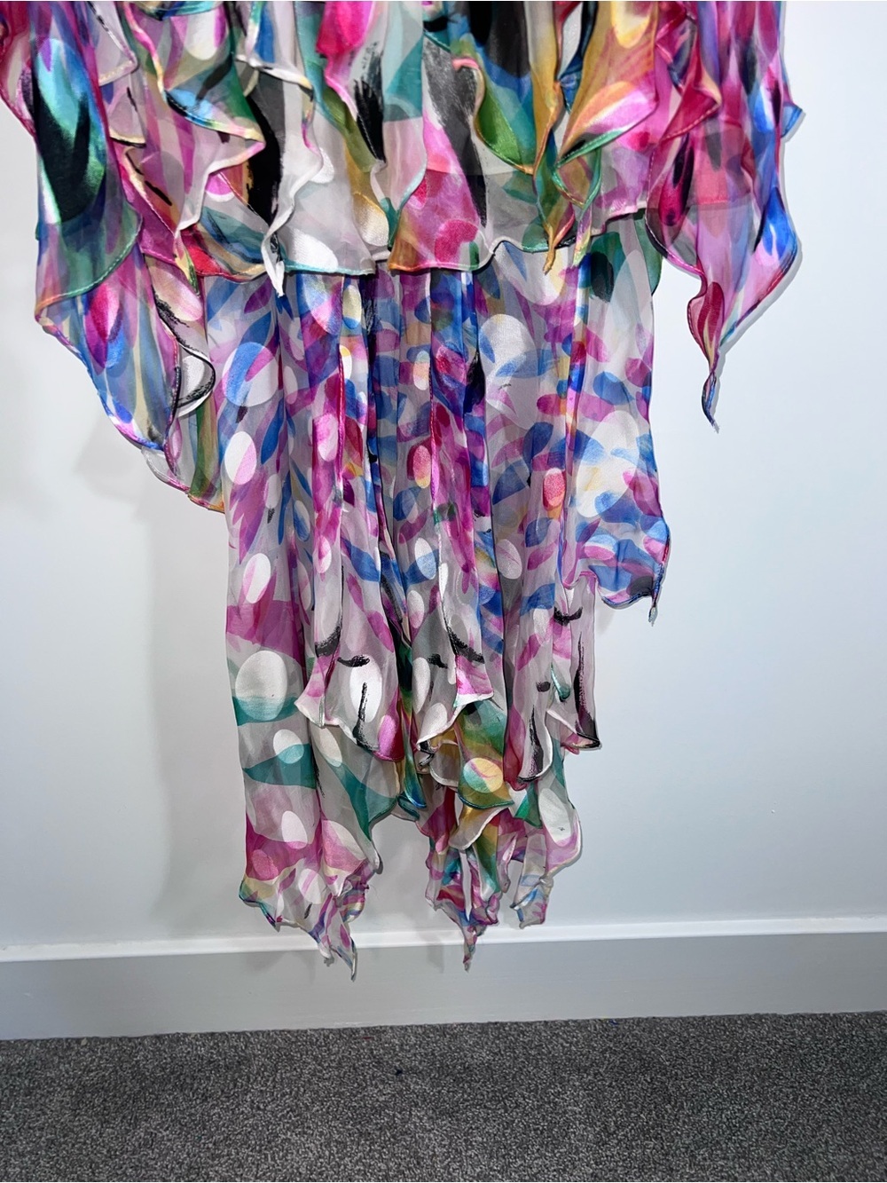 Vintage Lafemme colorful fairy ruffles silk dress size 2 - Picture 4 of 14
